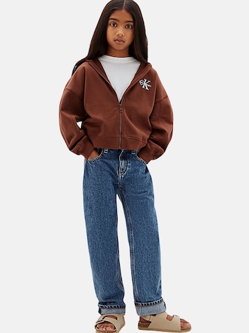 Calvin Klein Kids Mikina 'TERRY MONOLOGO ZIP UP HOODIE' – hnědá