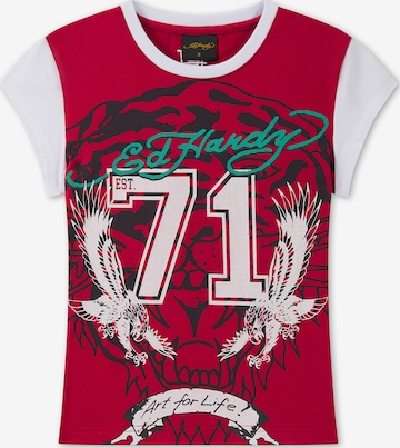 Tricou 'Roaring Tiger' de la Ed Hardy pe roșu: față