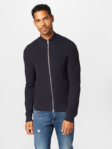Casual Friday Knit Cardigan 'Kurt' in Blue: front