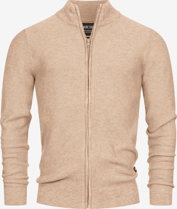 INDICODE JEANS Knit Cardigan in Beige: front