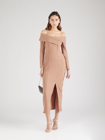 Closet London Dress in Brown: front