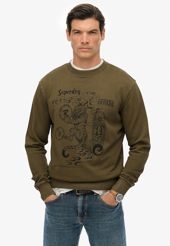 Superdry Sweatshirt 'Tokyo Narrative' in Groen: voorkant