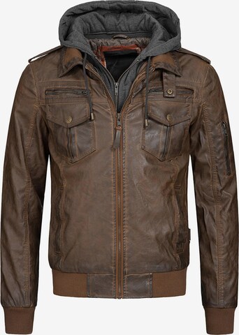 INDICODE JEANS Between-Season Jacket 'Aaron' in Brown: front