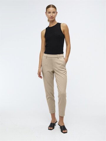 OBJECT Slim fit Pleat-front trousers 'Lisa' in Beige