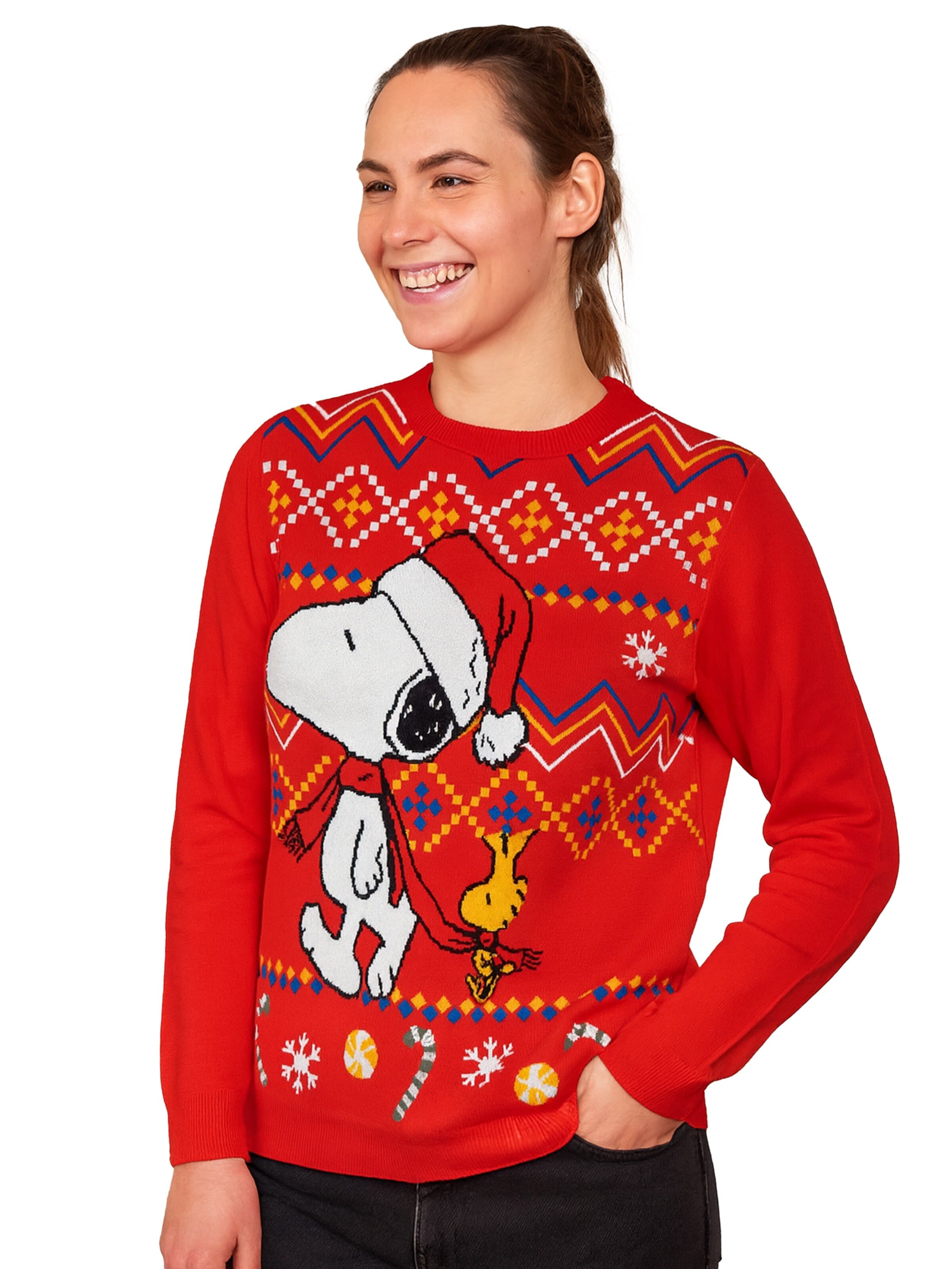 Snoopy & Die Peanuts Pullover 'Weihnachtspullover' in Rot