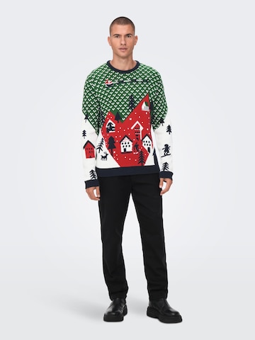 Only & Sons Pullover 'Xmas' i grøn