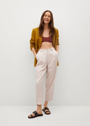 MANGO Tapered Bundfaltenhose 'Nature' in Beige