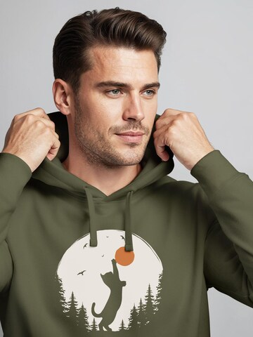Neverless Sweatshirt 'Wald Katze'‌ in Grün