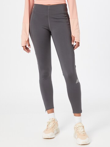 ADIDAS SPORTSWEAR Skinny Workout Pants 'How We Do' in Grey: front