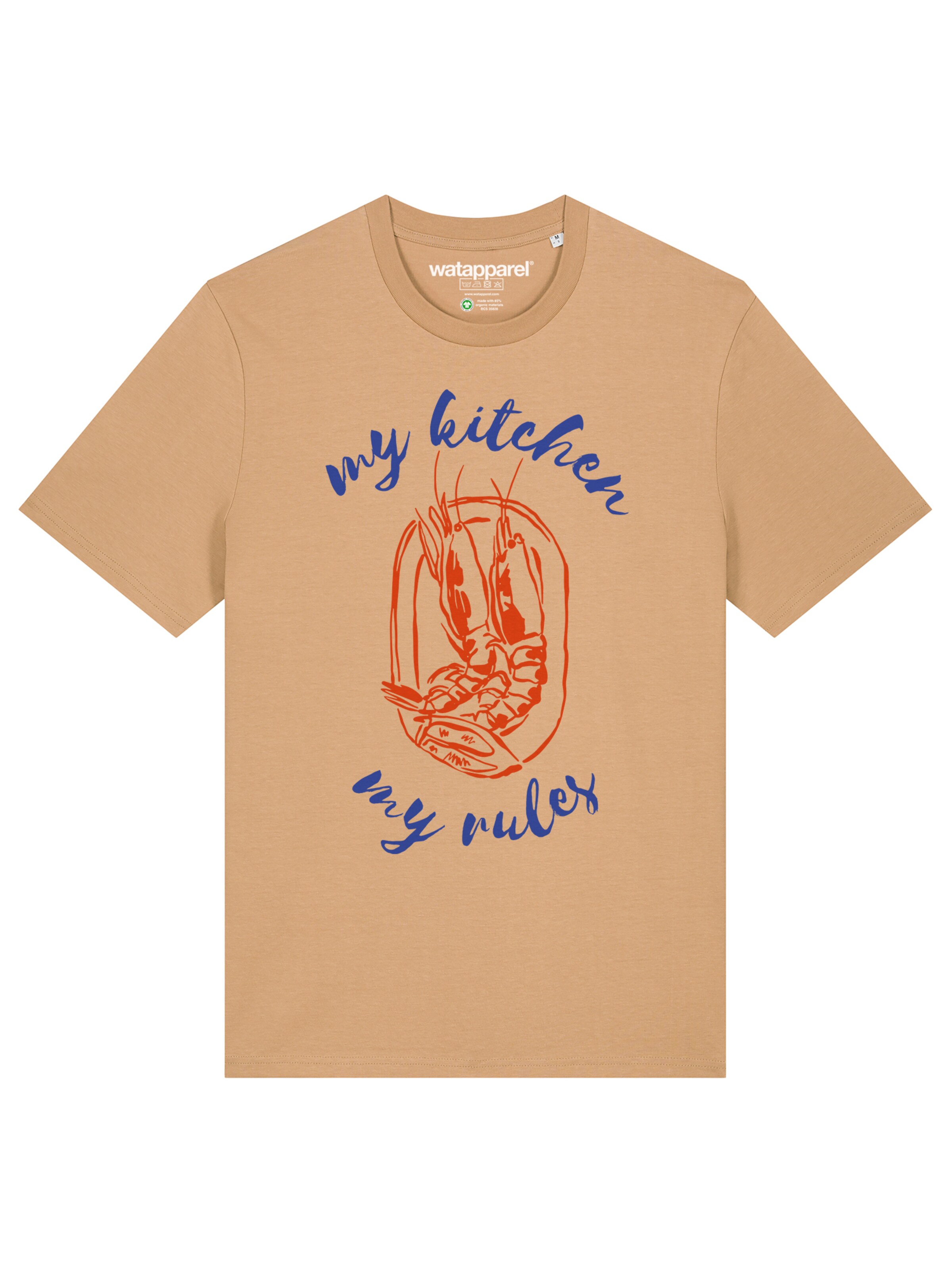 T-Shirt 'My Kitchen My Rules' Watapparel en beige : devant