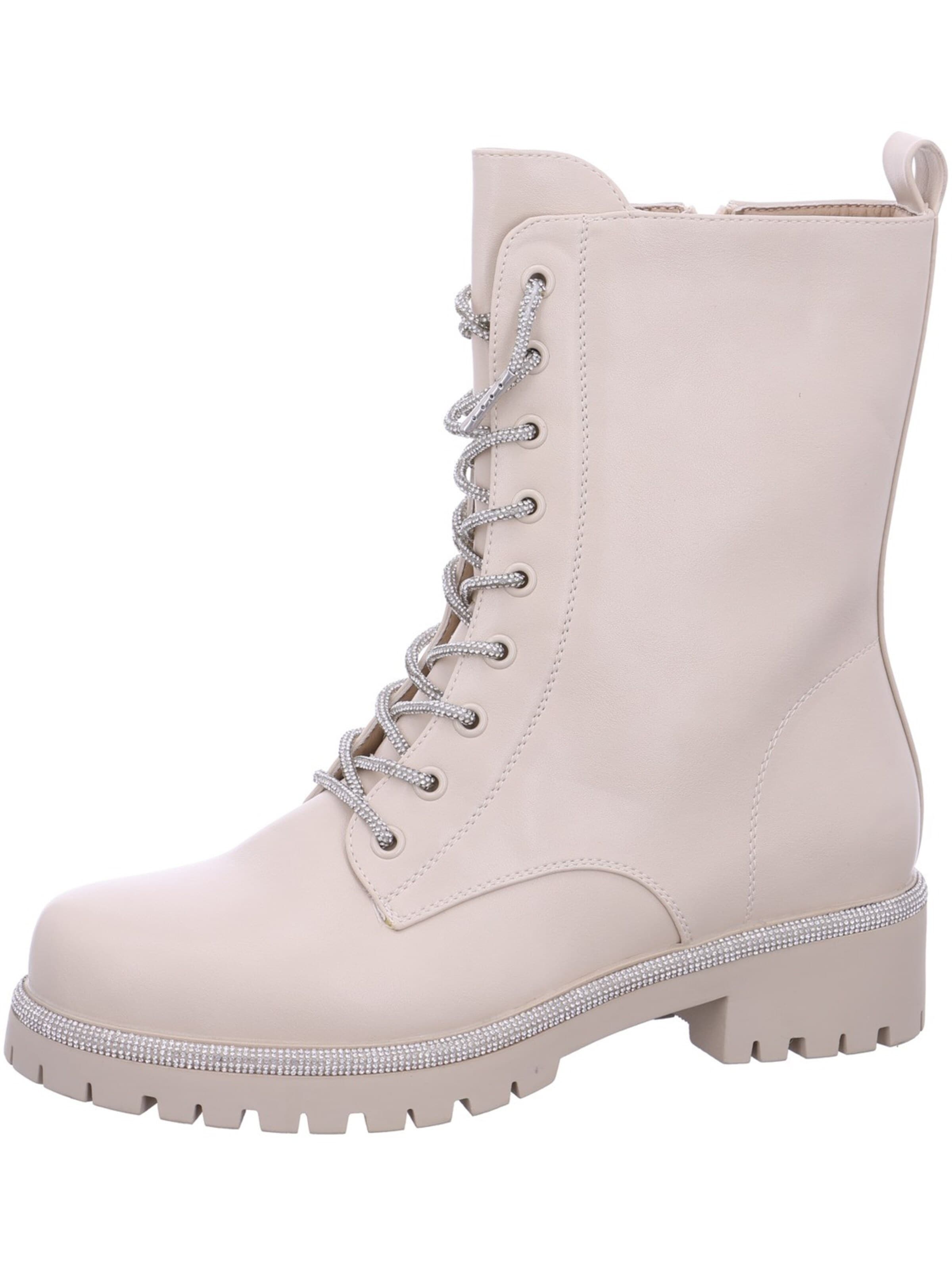 LA STRADA Lace-Up Ankle Boots in Beige: front