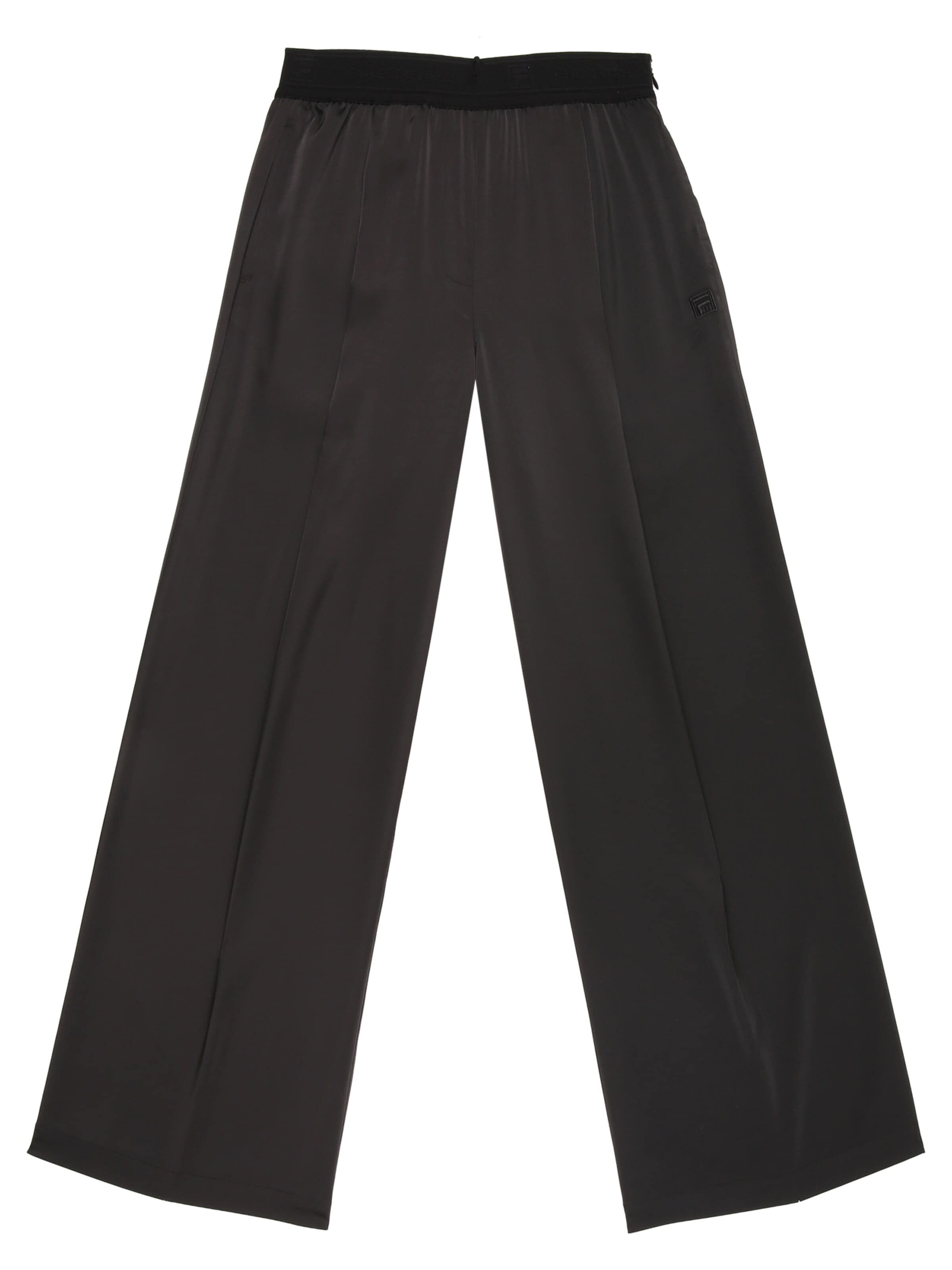 FILA - Loosefit Pantalón 'SERINA wide elastic waist pleated satin trousers' en negro