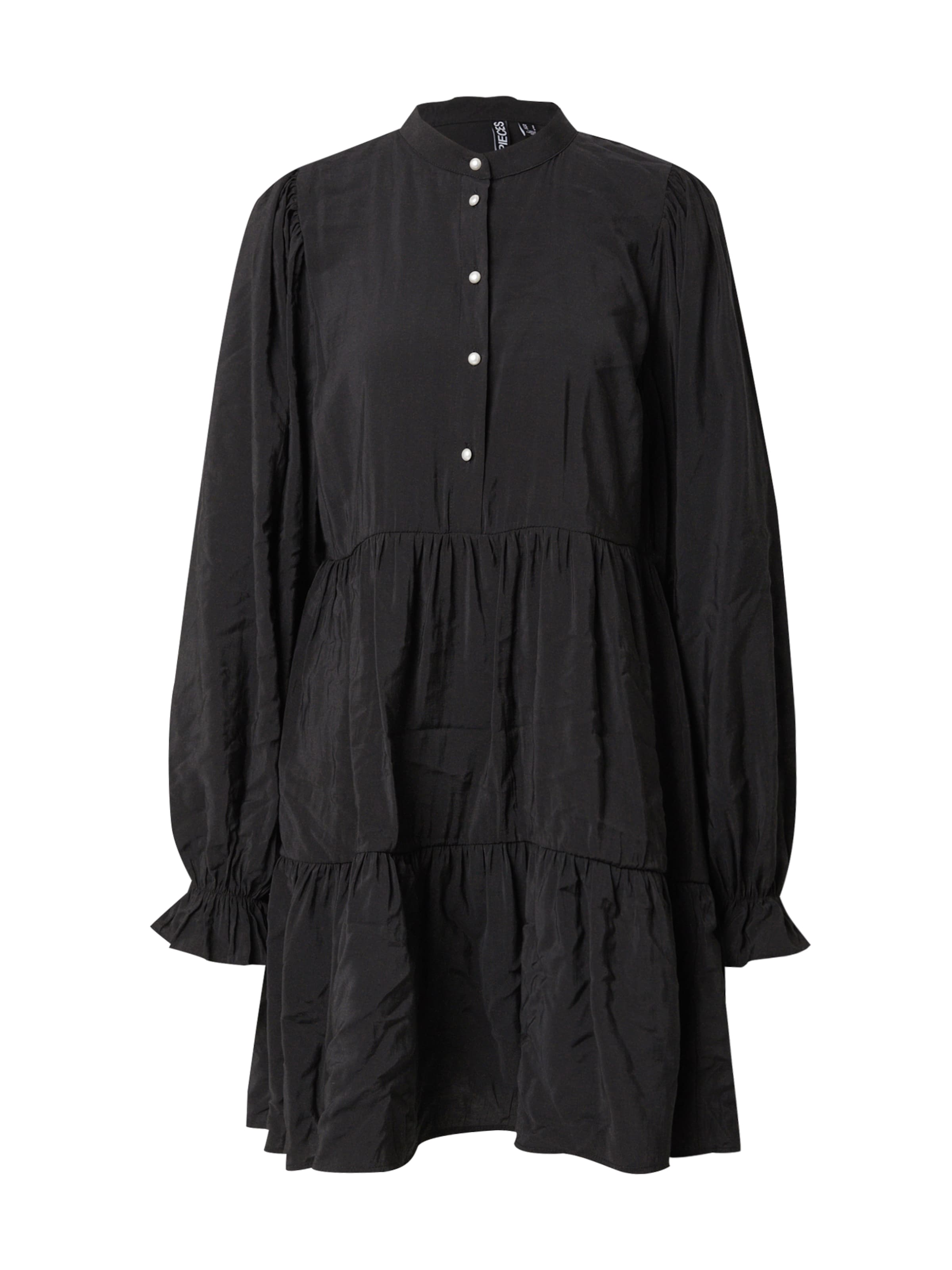 PIECES Рокля тип риза 'Nessa' в черно: отпред
