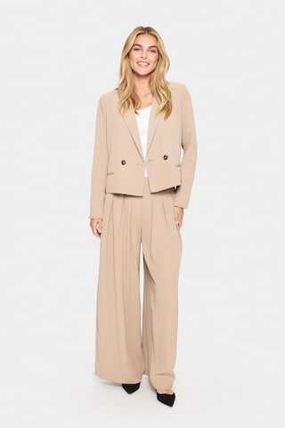 SAINT TROPEZ Loosefit Bundfaltenhose 'Idane' in Beige