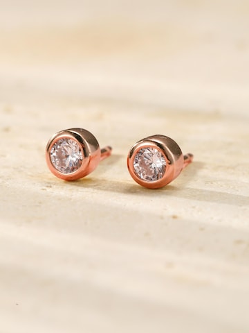 Hey Happiness Oorbellen 'Large Bezel Cubic Zirconia' in Goud