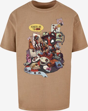 ABSOLUTE CULT Shirt 'Deadpool - Merchandise Royalties' in Beige: voorkant
