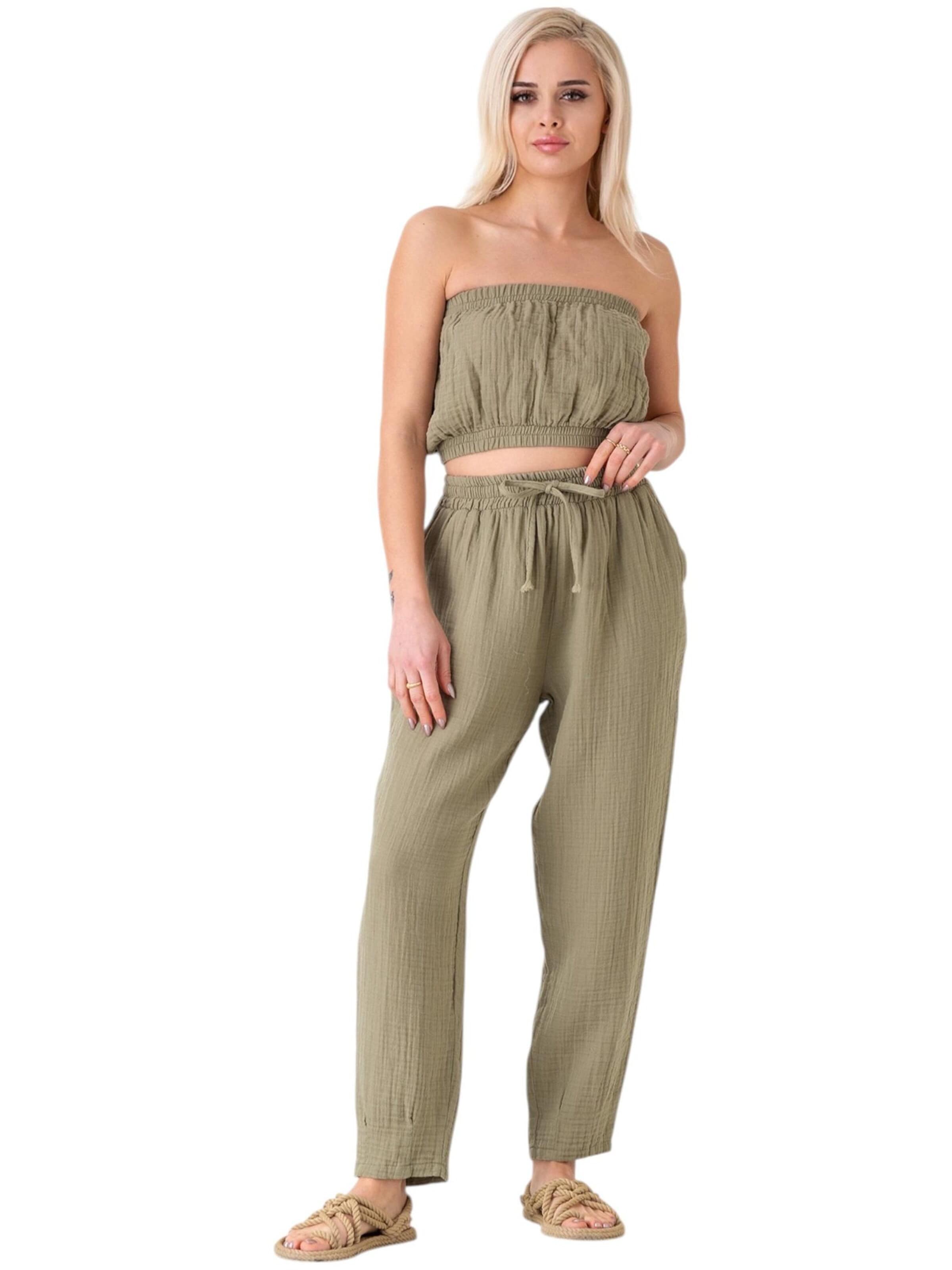 Wide leg Pantaloni 'Eluna' di WENOR in verde: frontale