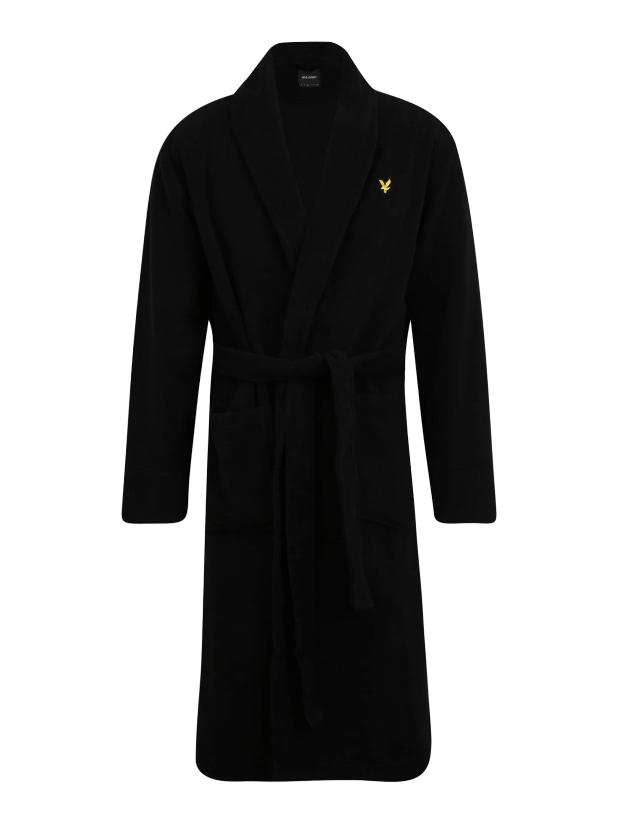Lyle & Scott Badjas lang  'Lucas' in Zwart: voorkant