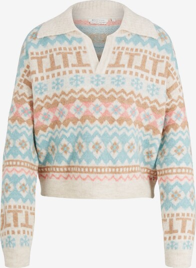 TOM TAILOR DENIM Sweater in Cream / Light blue / Brown / Pink, Item view
