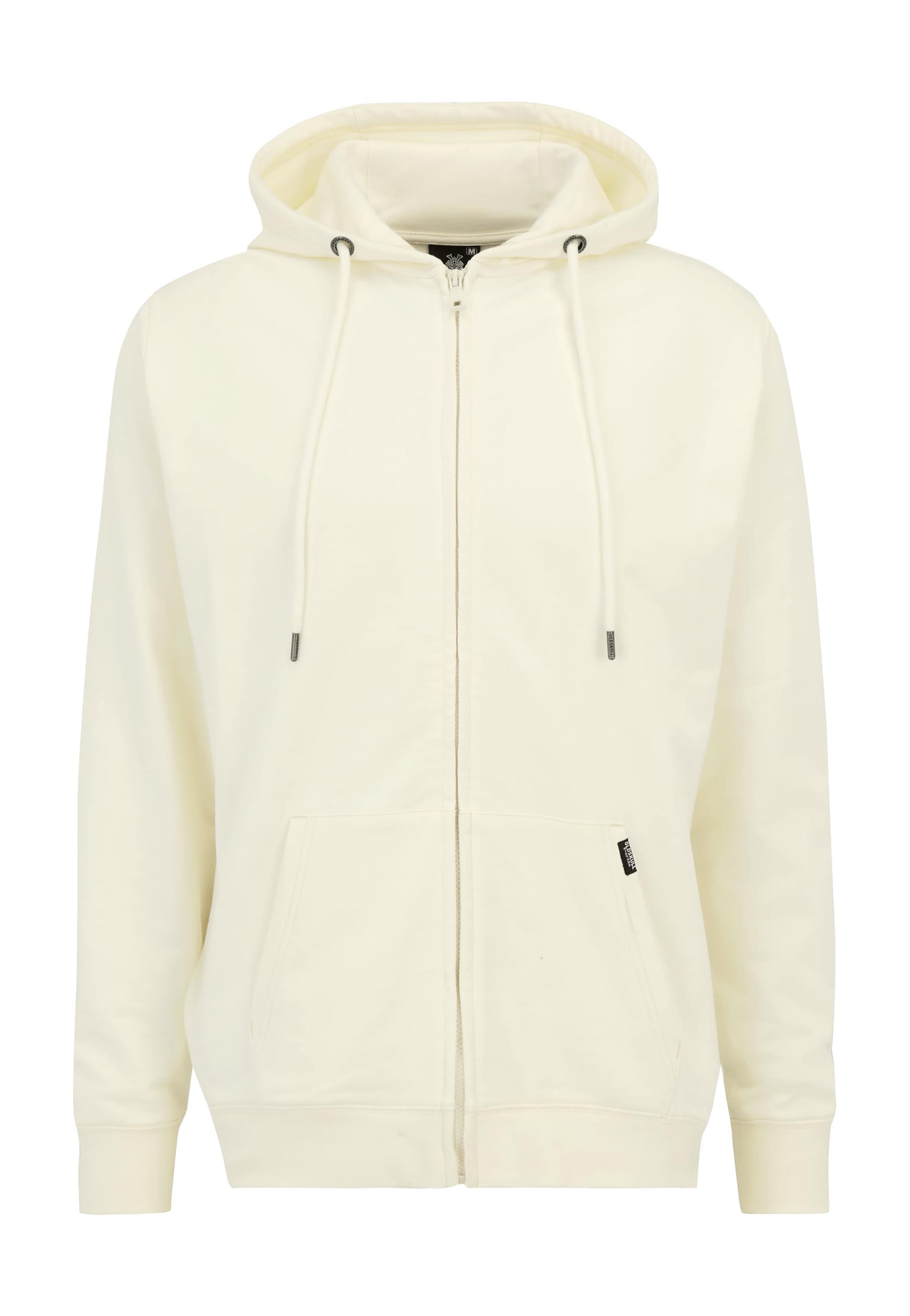 Oldskull Sweat jacket 'Plain Basic' in White: front