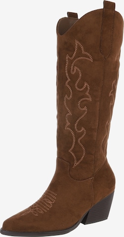 Ital-Design Cowboystiefel in Braun: Vorderseite