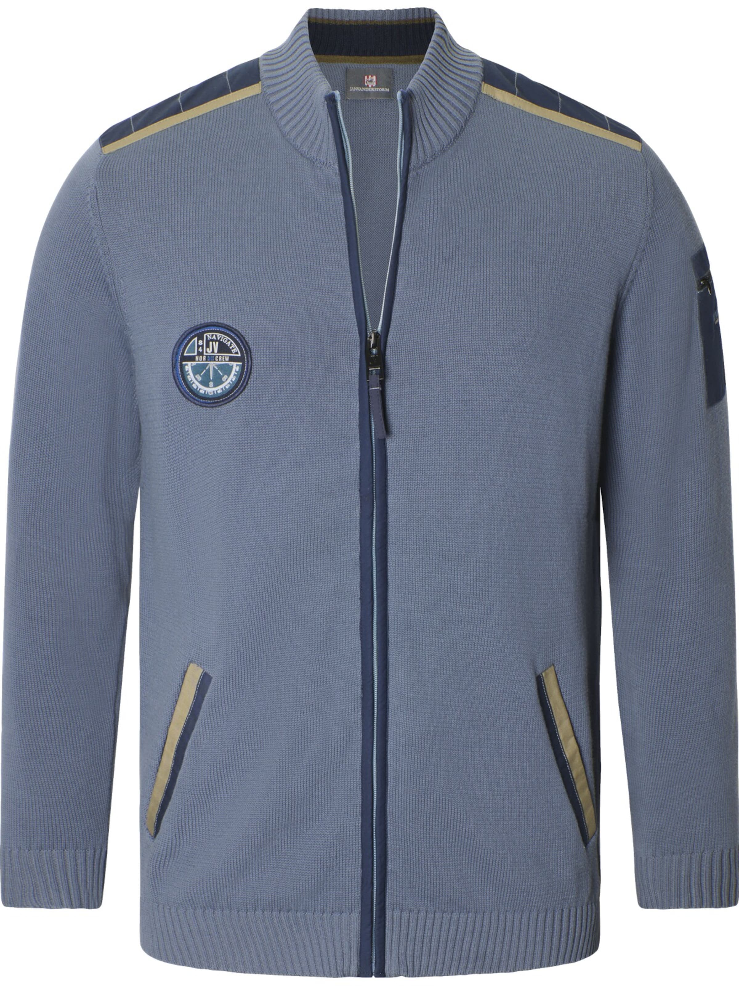 Jan Vanderstorm Strickjacke ' Arnar ' in Blau: Vorderseite