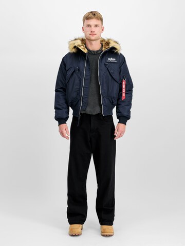 ALPHA INDUSTRIES Winter Jacket '45P Hooded Custom' in Blue