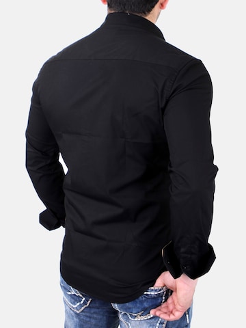 Reslad Slim fit Button Up Shirt 'RS7205' in Black