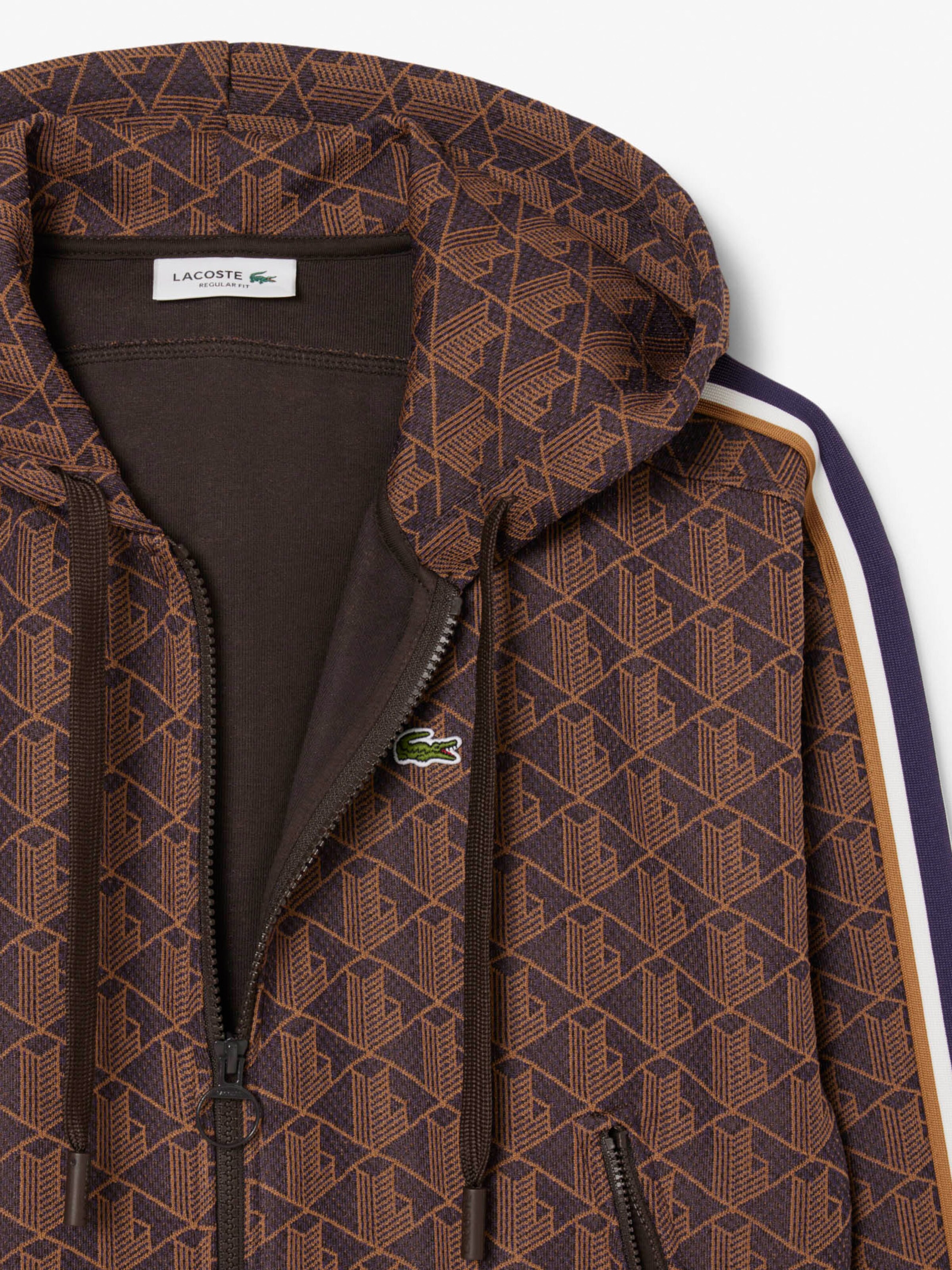 LACOSTE Zip-Up Hoodie in Brown