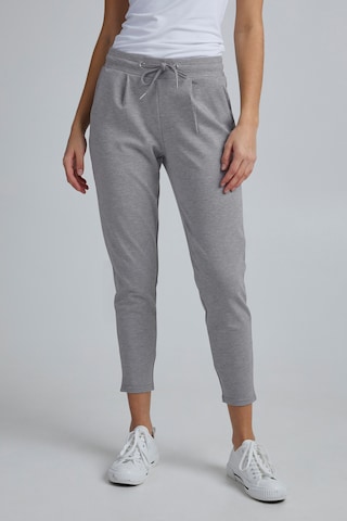 ICHI Slim fit Pleat-Front Pants 'IHKATE PA' in Grey: front