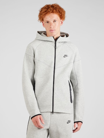 Nike Sportswear Zip-Up Hoodie 'TCH FLC' in Grey: front