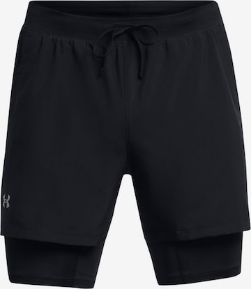 UNDER ARMOUR Regular Workout Pants 'Launch' in Black: front