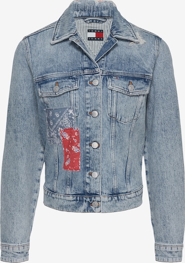 Demisezoninė striukė 'CLASSIC' iš Tommy Jeans, spalva – melsvai pilka / tamsiai (džinso) mėlyna / raudona / balta, Prekių apžvalga