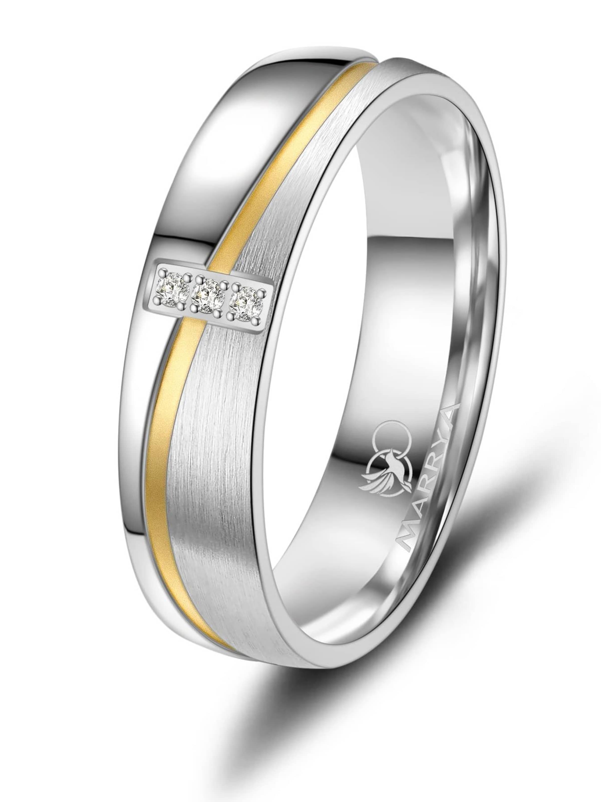 MARRYA Ring 'MARRYA ES-15 Eheringe aus Edelstahl - Silber- & Gold-farben' in Silver: front
