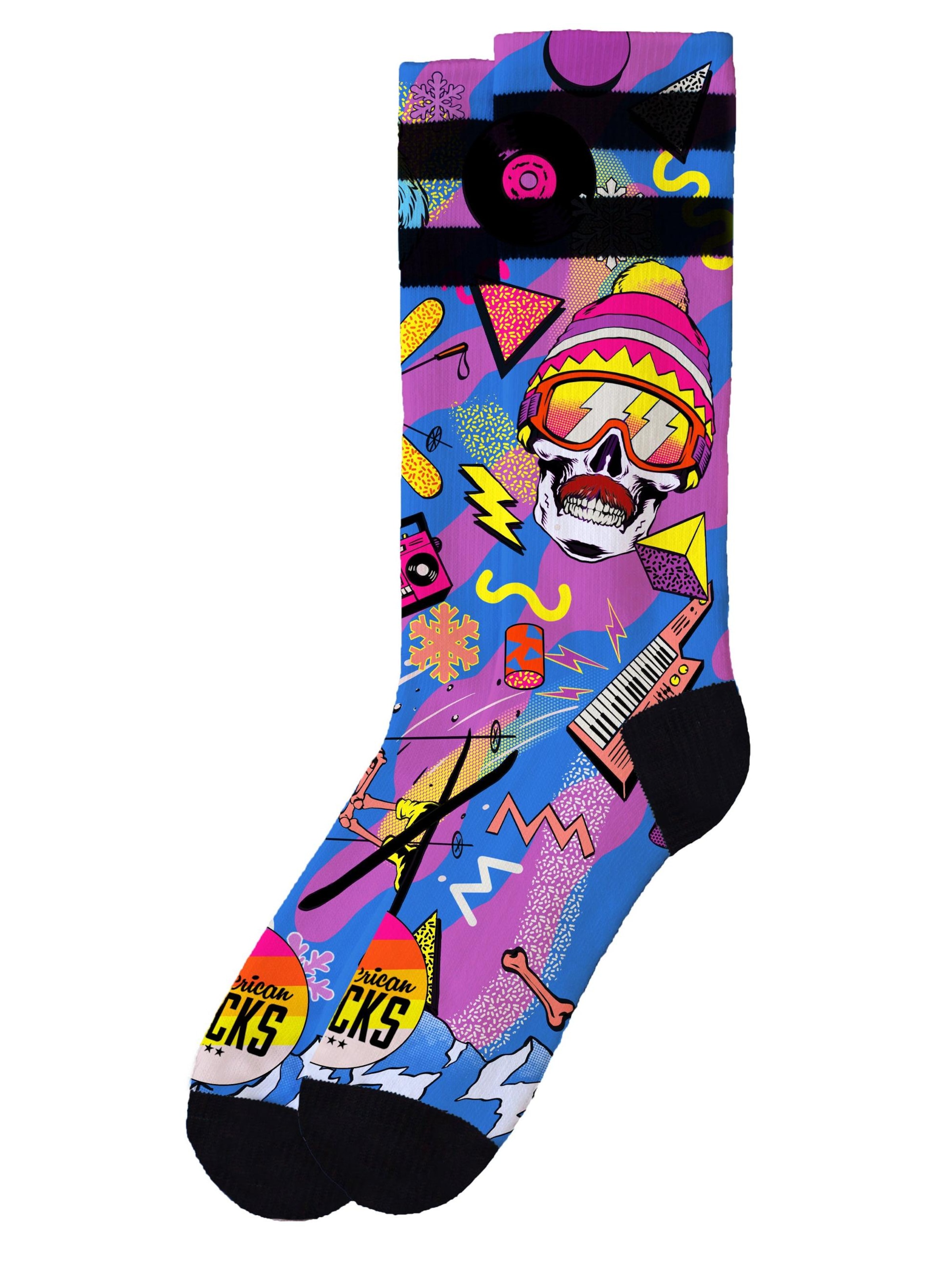 Chaussettes 'Retro Blizzard - Mid High' American Socks en bleu : devant