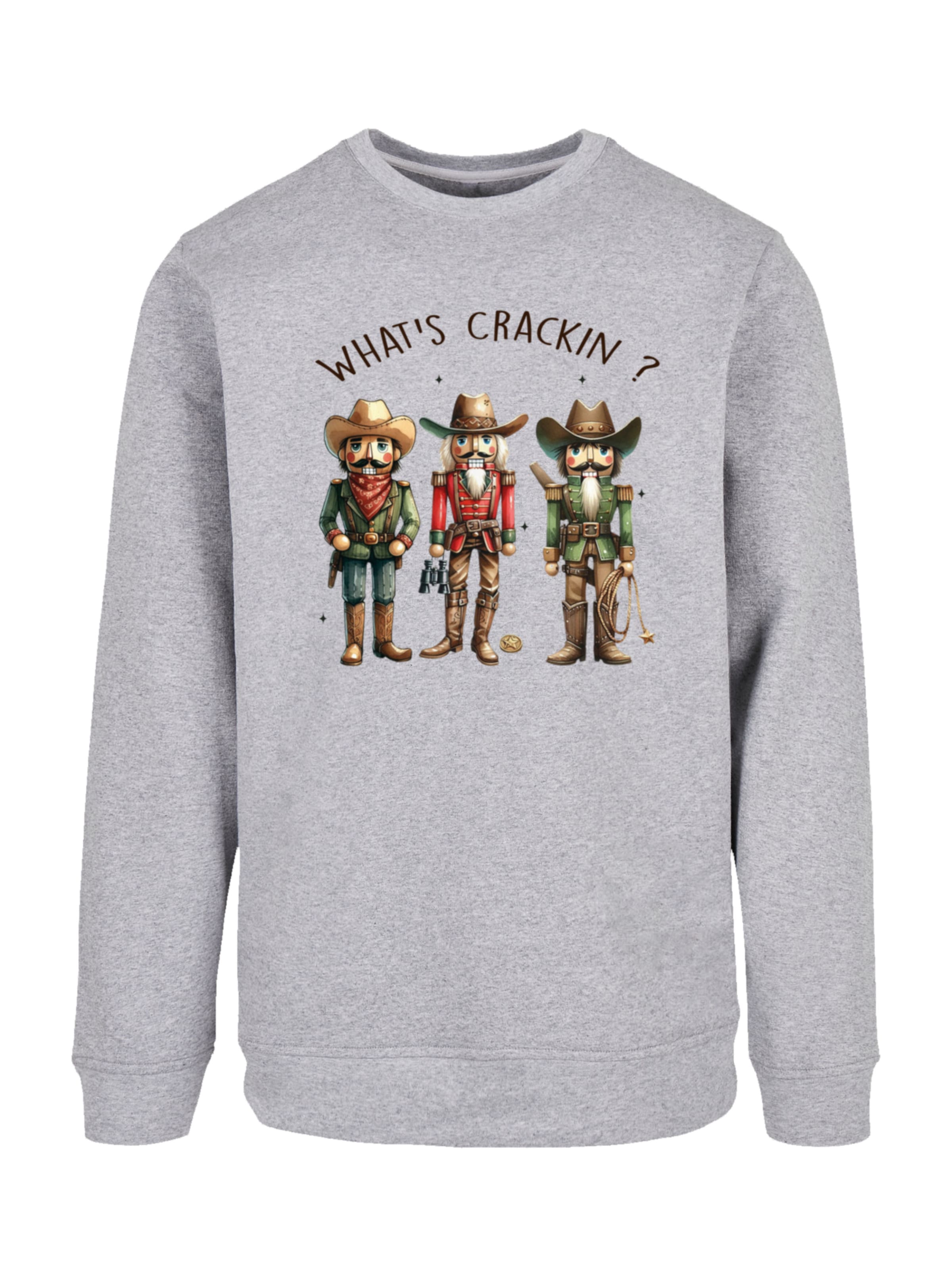 F4NT4STIC Sweatshirt 'Whats Crackin' in Grijs: voorkant