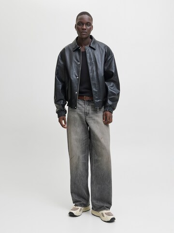 JACK & JONES Široke hlačnice Kavbojke 'JJIDAVE JJORIGINAL' | črna barva