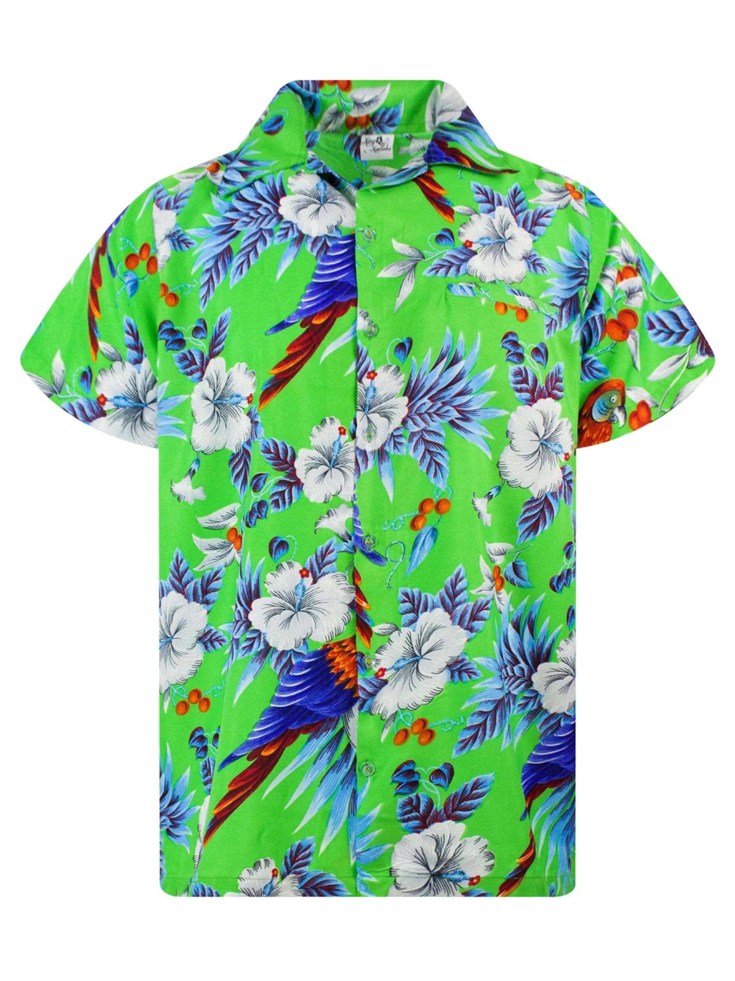 King Kameha Shirt 'Cherryparrot' in Green: front
