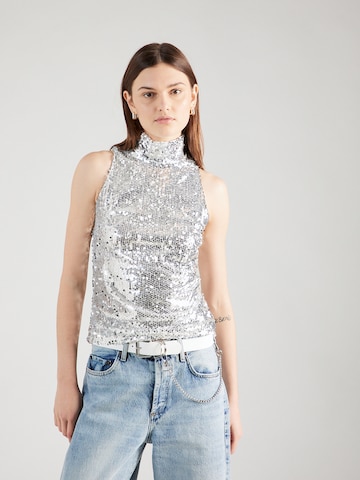 Warehouse Top in Silver: front