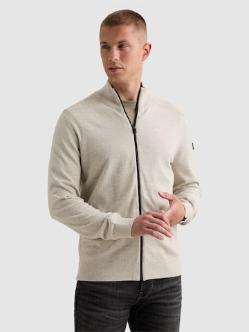PME Legend Tröja 'Cardigan in 100% cotton with zipper closure' i beige: framsida