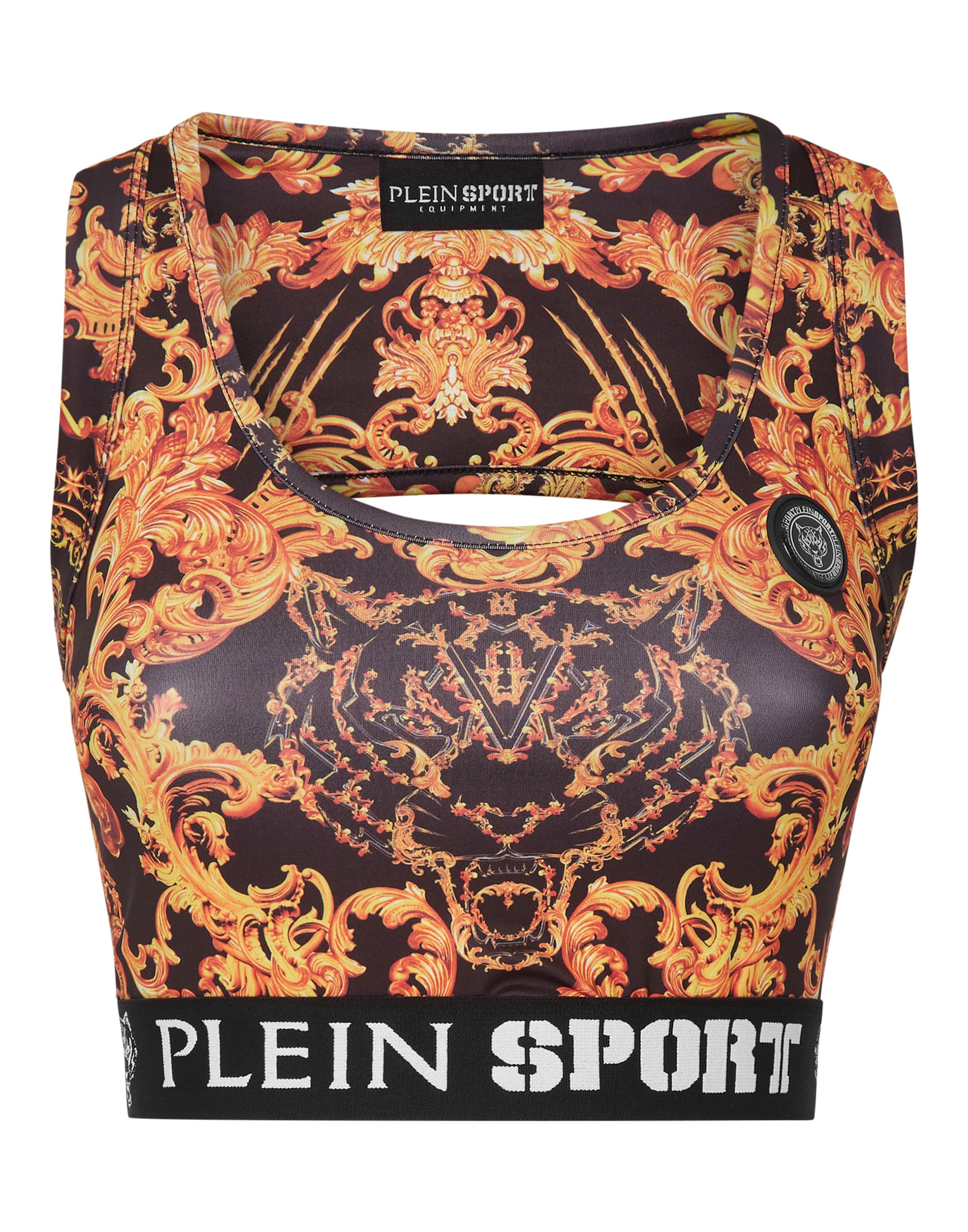 Top 'Baroque' di Plein Sport in nero: frontale