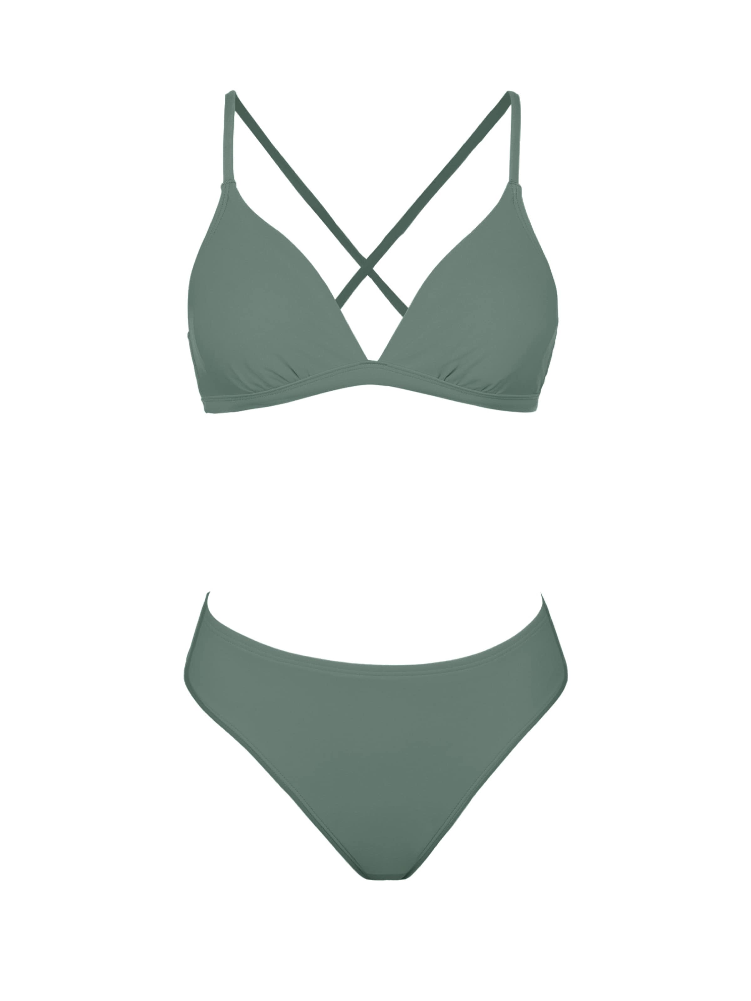 Cupshe Bralette Bikini in Green: front