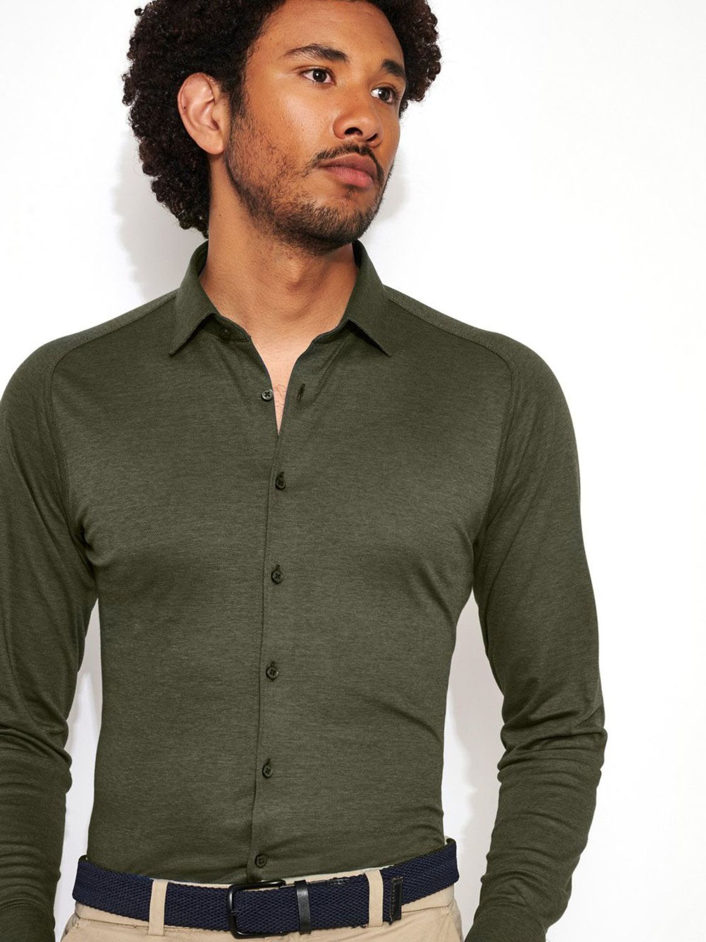 DESOTO Slim Fit Hemd 'Modern Kent'‌‌‌‌‌‌‌‌ in Grün: Vorderseite