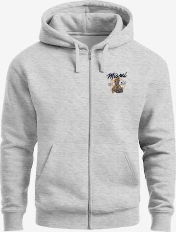 Neverless Sweatjacke 'Miami Snake' in Grau: Vorderseite