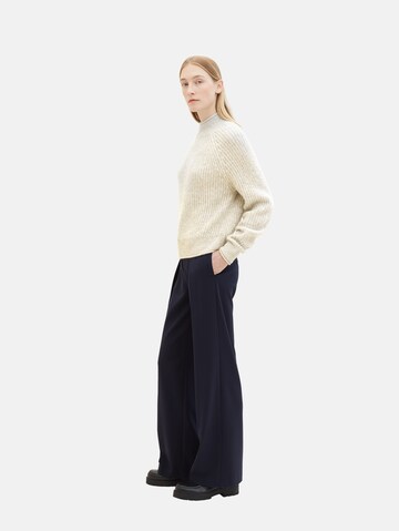 TOM TAILOR Wide leg Bandplooibroek 'Lea' in Blauw