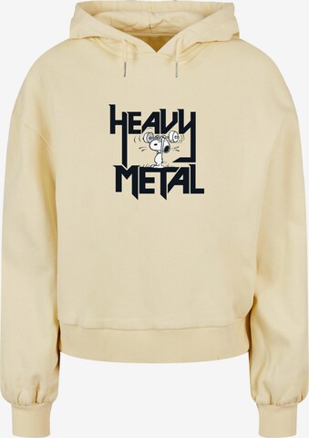 Merchcode Sweatshirt 'Peanuts - Heavy Metal' in Geel: voorkant