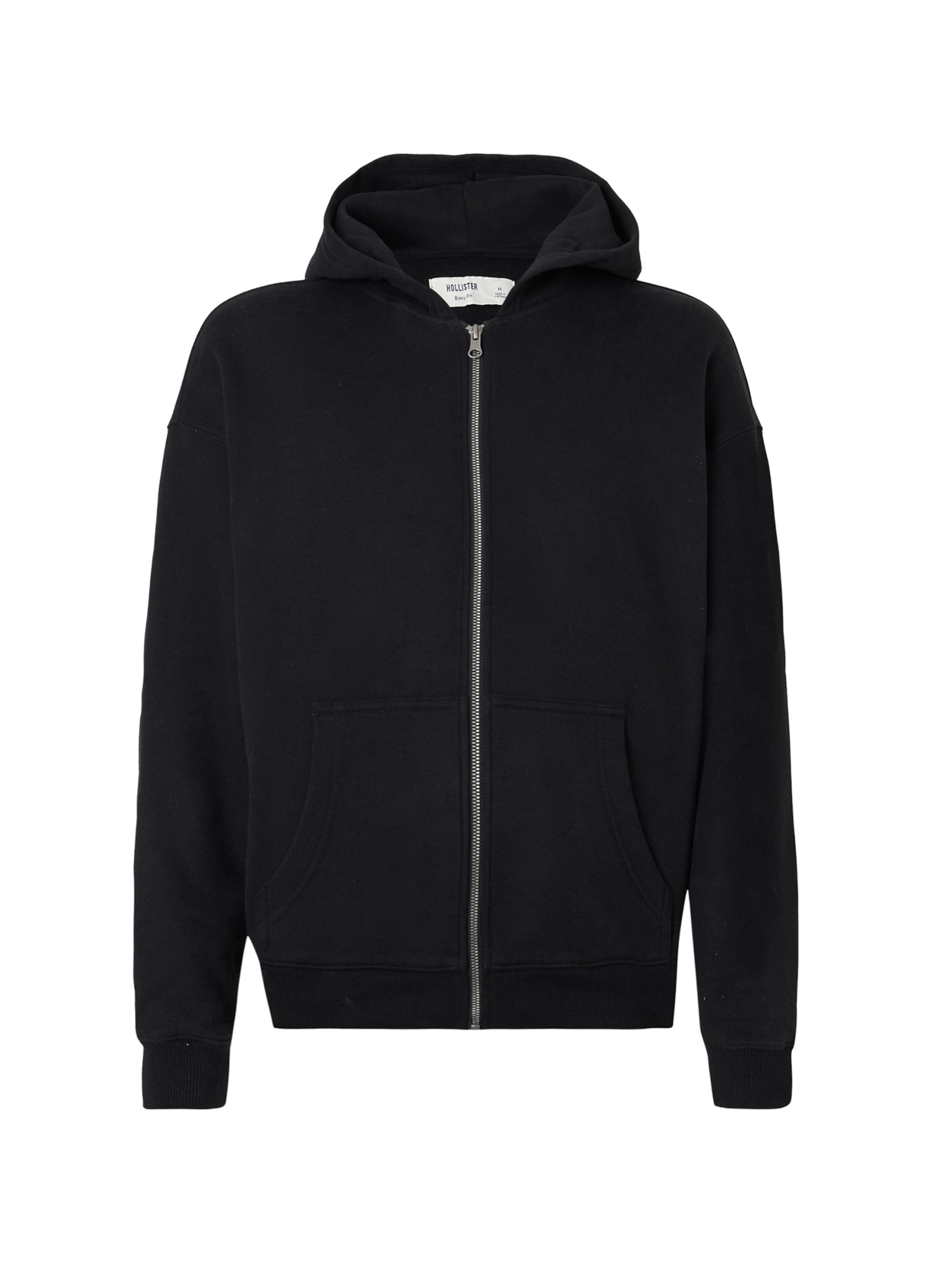 HOLLISTER Кофта на молнии в Черный: спереди