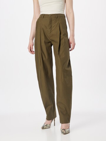 DRYKORN Loose fit Pleat-Front Pants 'ACCEPT' in Green: front