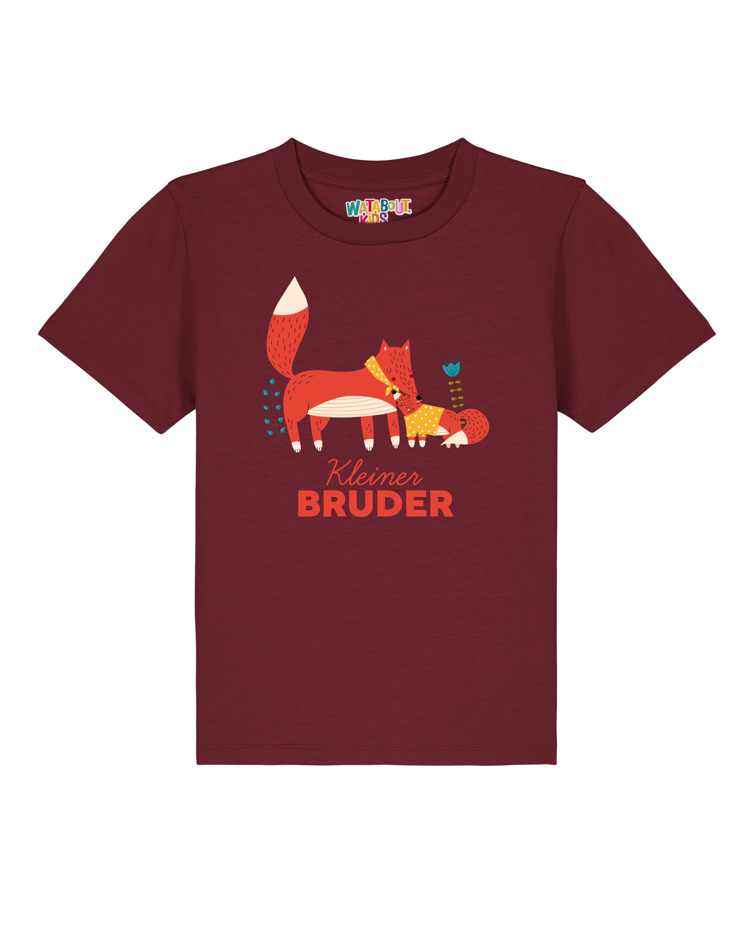 watabout.kids Shirt 'Fuchs Kleiner Bruder' in Rood: voorkant