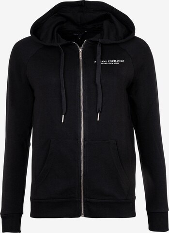 ARMANI EXCHANGE Zip-Up Hoodie in Black: front